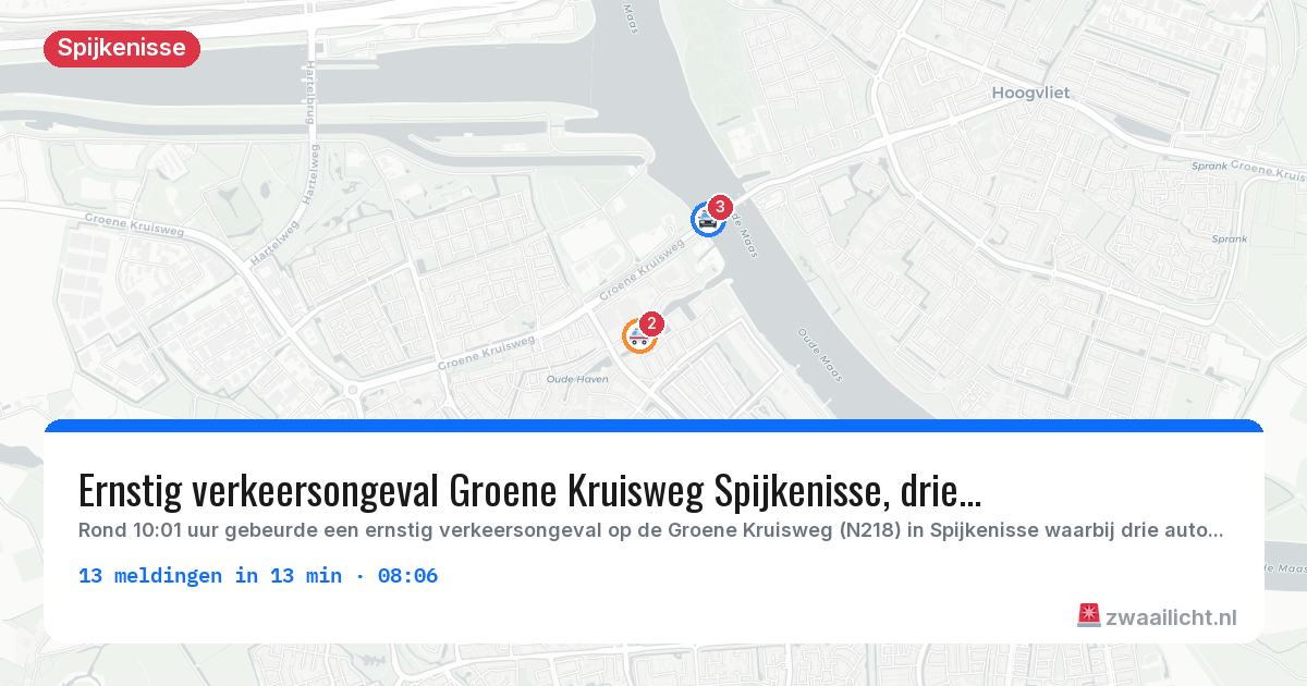 Kaart van de activiteitspiek bij Spijkenisse