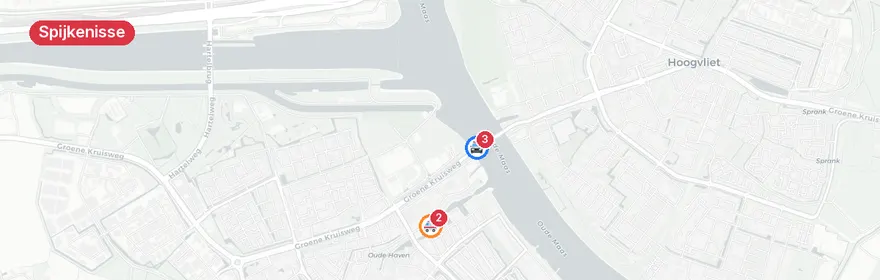 Kaart van Ernstig verkeersongeval Groene Kruisweg Spijkenisse, drie...