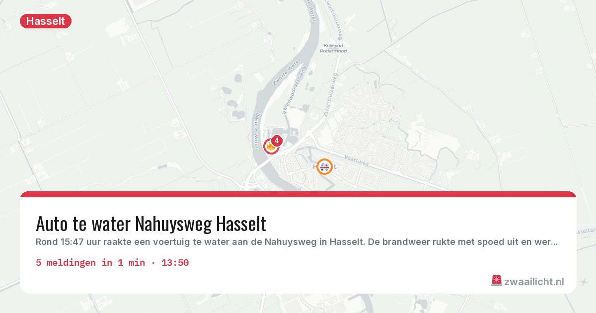 Kaart van de activiteitspiek bij Hasselt
