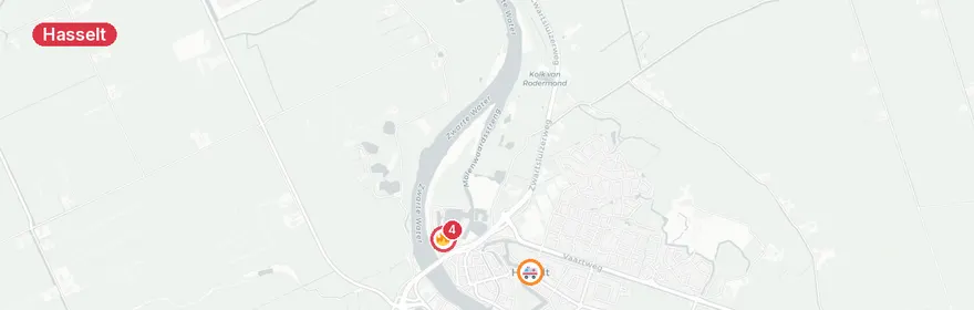 Kaart van Auto te water Nahuysweg Hasselt