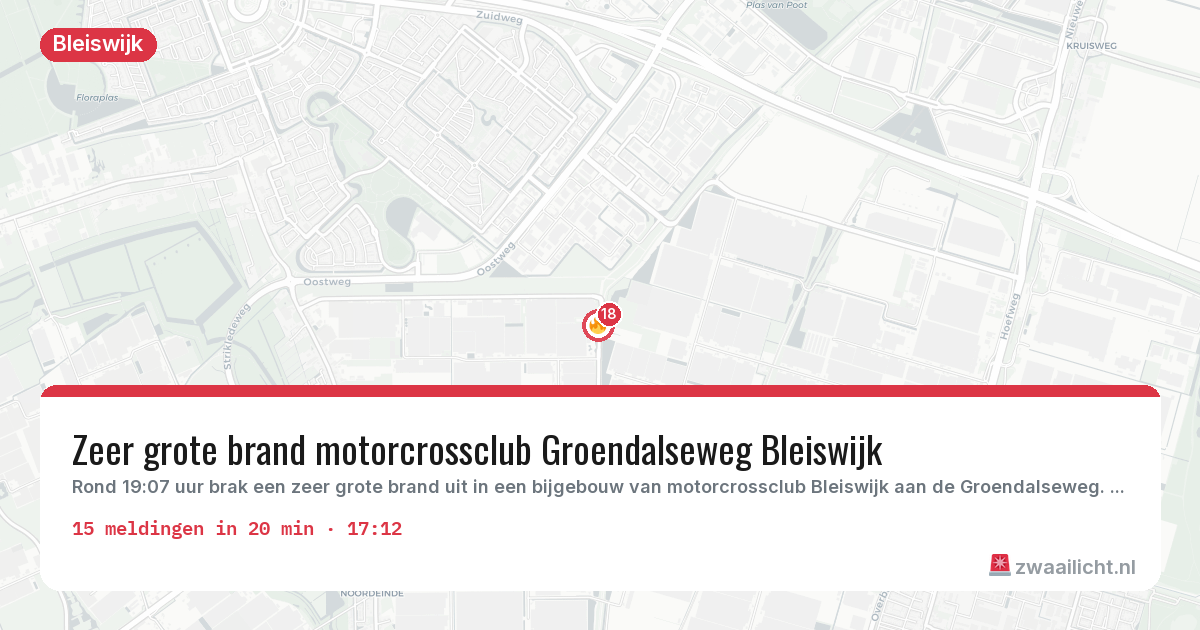 Kaart van de activiteitspiek bij Bleiswijk