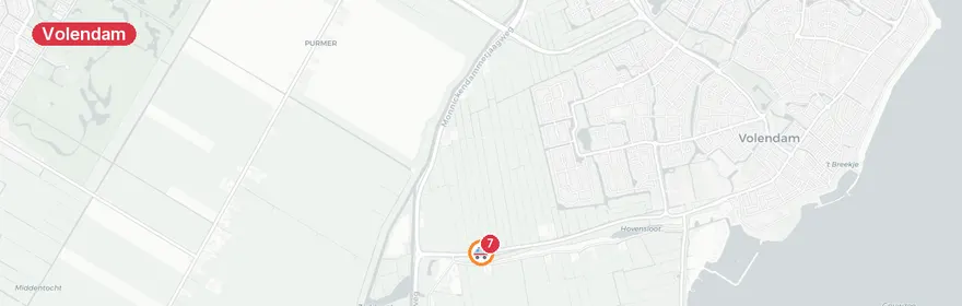 Kaart van Aanrijding Zeddeweg Volendam, weg afgesloten