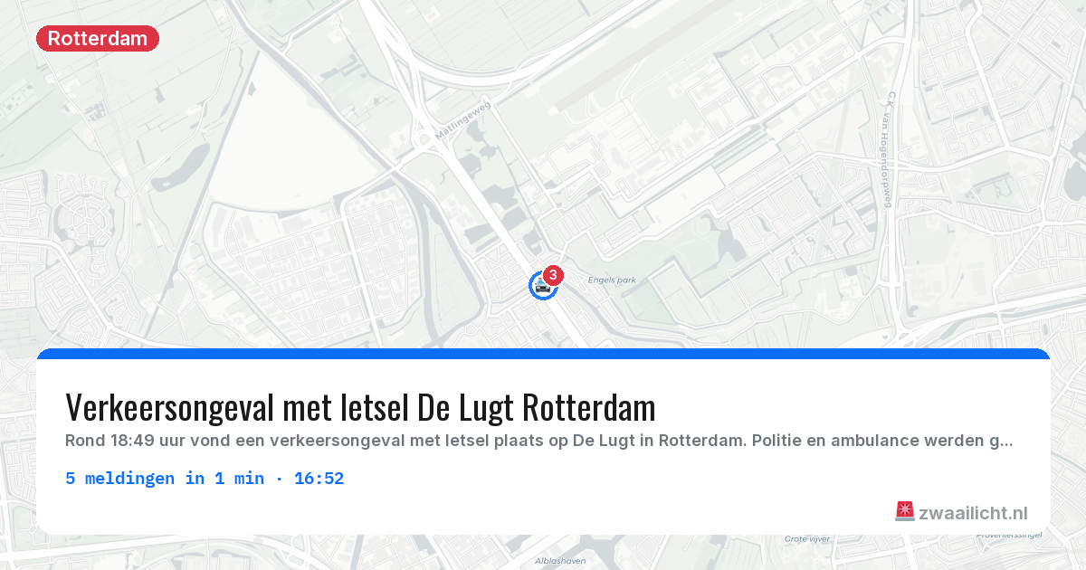 Kaart van de activiteitspiek bij Rotterdam