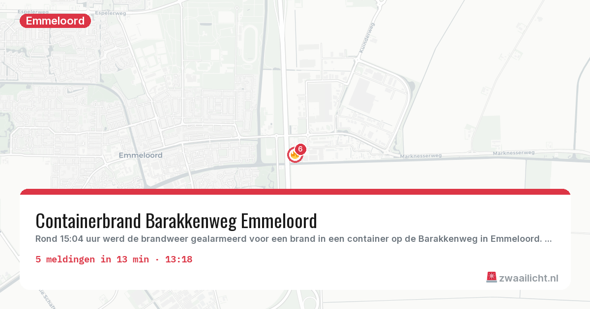 Kaart van de activiteitspiek bij Emmeloord