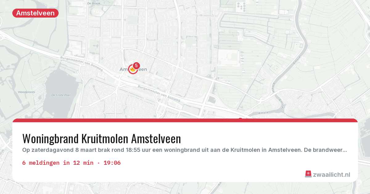 Kaart van de activiteitspiek bij Amstelveen