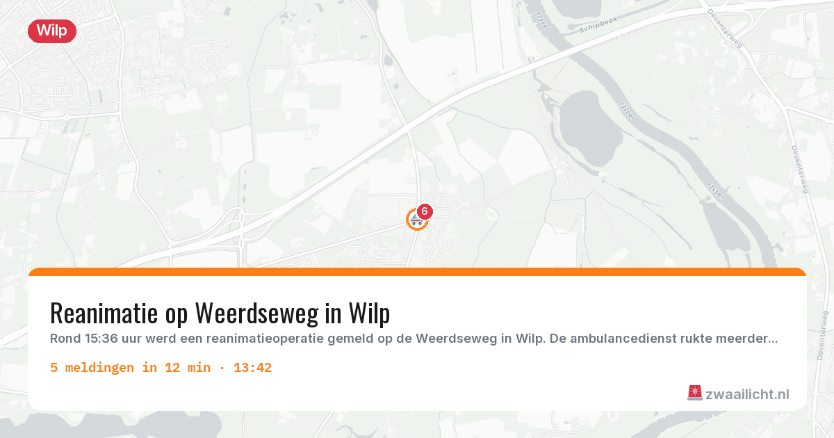 Kaart van de activiteitspiek bij Wilp