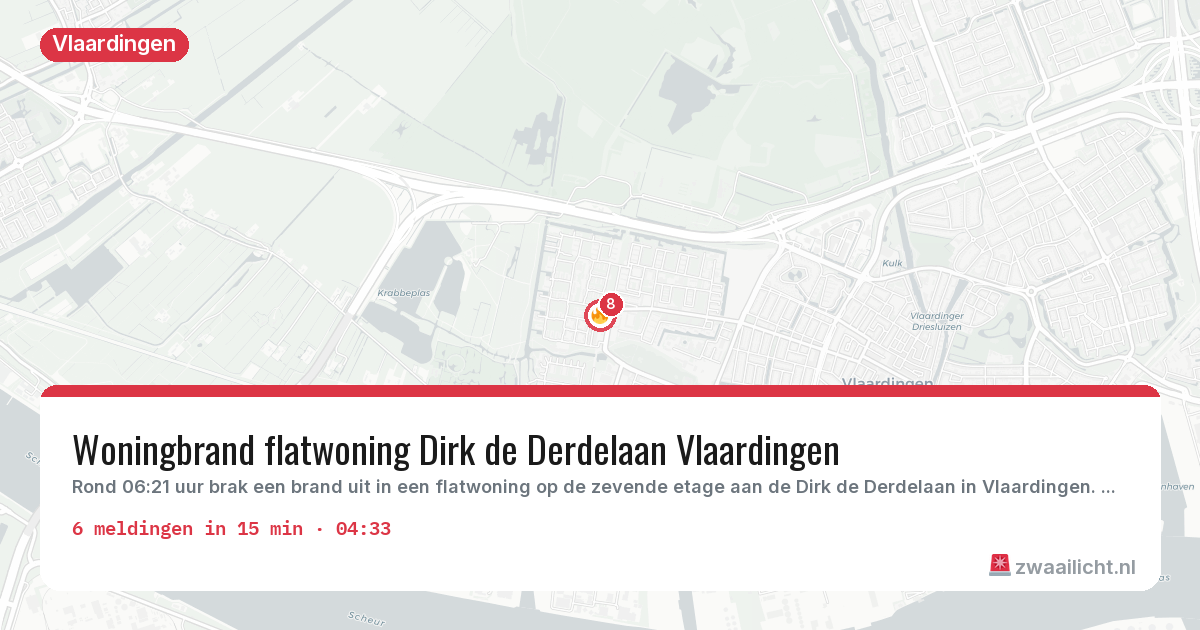Kaart van de activiteitspiek bij Vlaardingen
