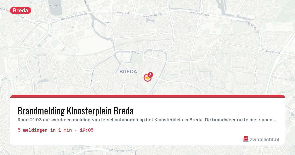 Kaart van de activiteitspiek bij Breda