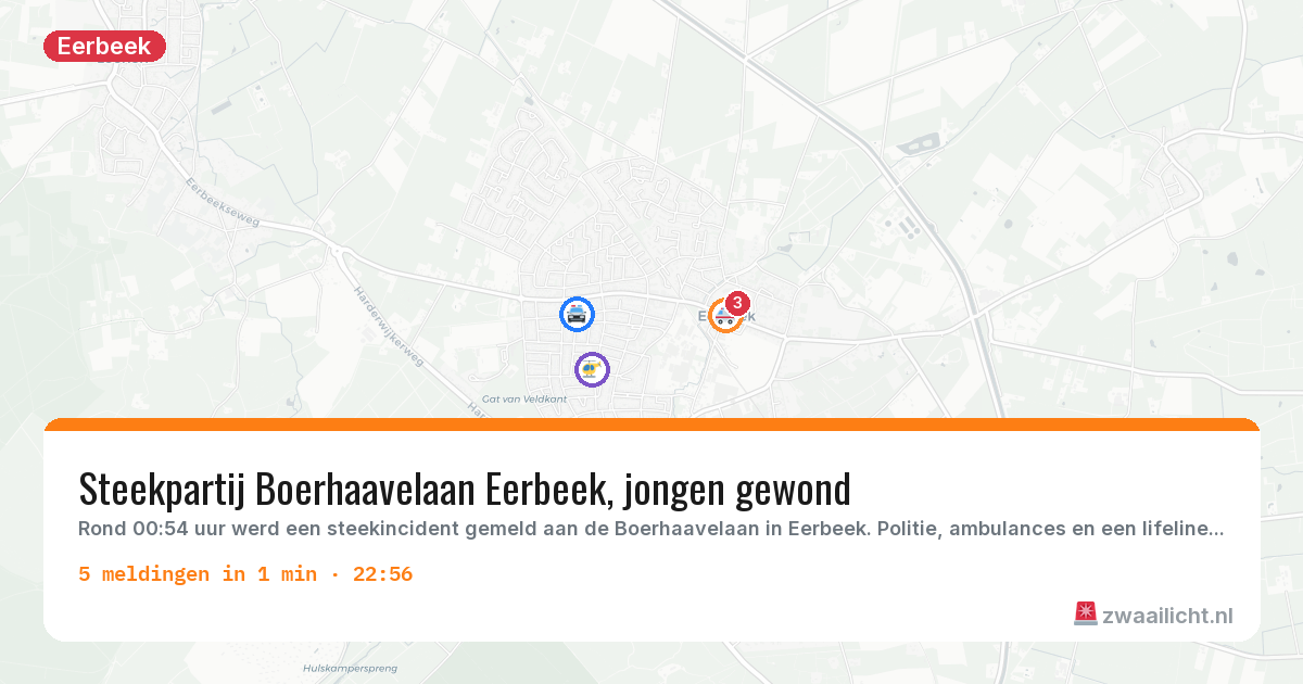 Kaart van de activiteitspiek bij Eerbeek
