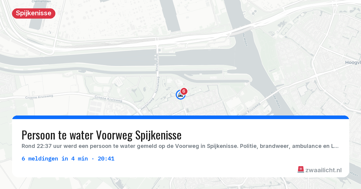 Kaart van de activiteitspiek bij Spijkenisse