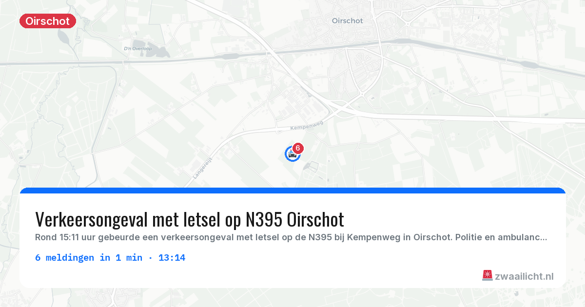 Kaart van de activiteitspiek bij Oirschot