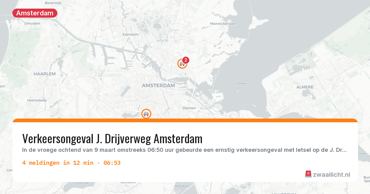Kaart van de activiteitspiek bij Amsterdam
