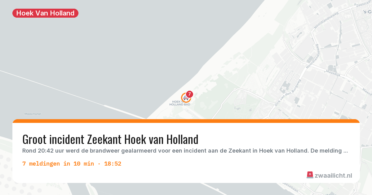 Kaart van de activiteitspiek bij Hoek Van Holland
