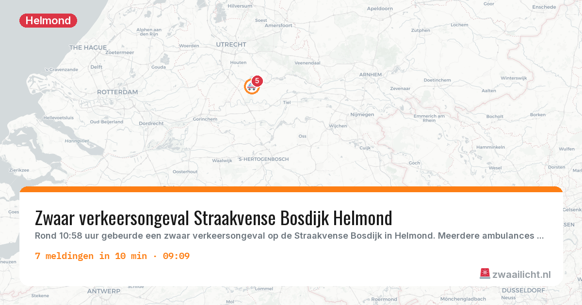 Kaart van de activiteitspiek bij Helmond