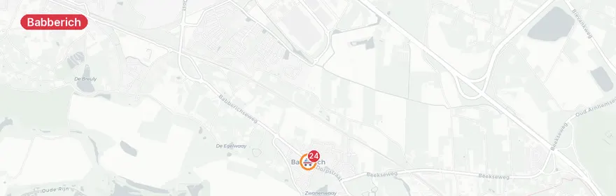 Kaart van Zwaar ongeval vier voertuigen A12 Babberich