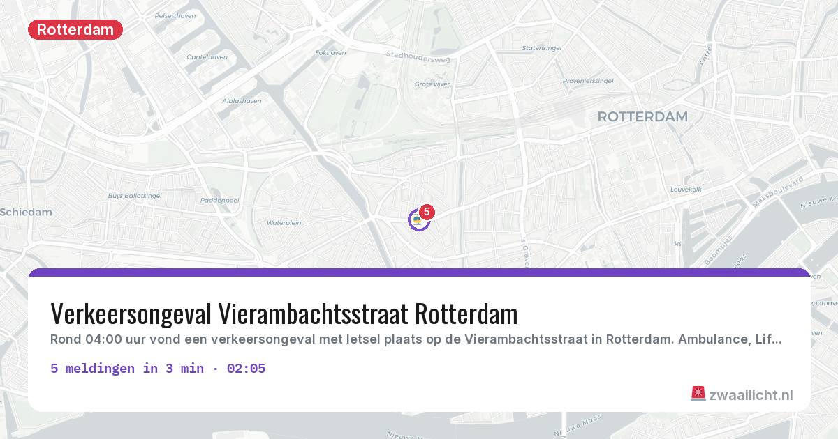 Kaart van de activiteitspiek bij Rotterdam