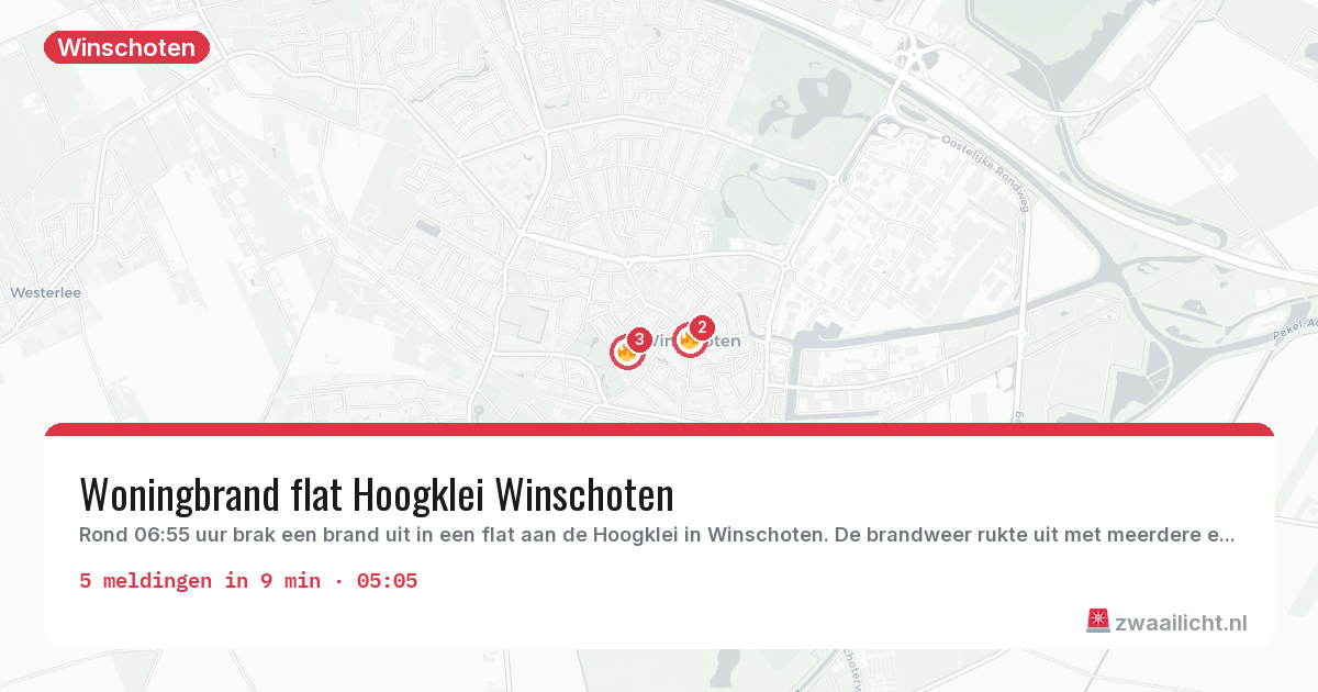 Kaart van de activiteitspiek bij Winschoten