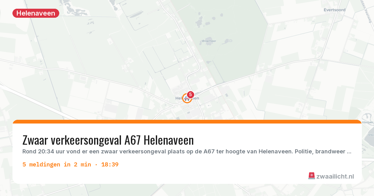 Kaart van de activiteitspiek bij Helenaveen