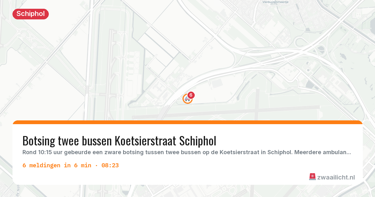 Kaart van de activiteitspiek bij Schiphol
