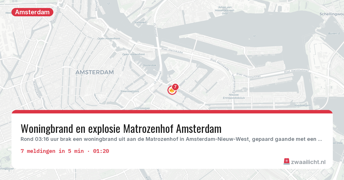 Kaart van de activiteitspiek bij Amsterdam