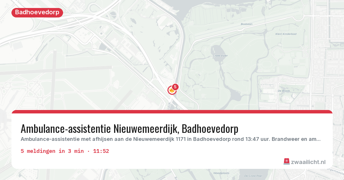 Kaart van de activiteitspiek bij Badhoevedorp