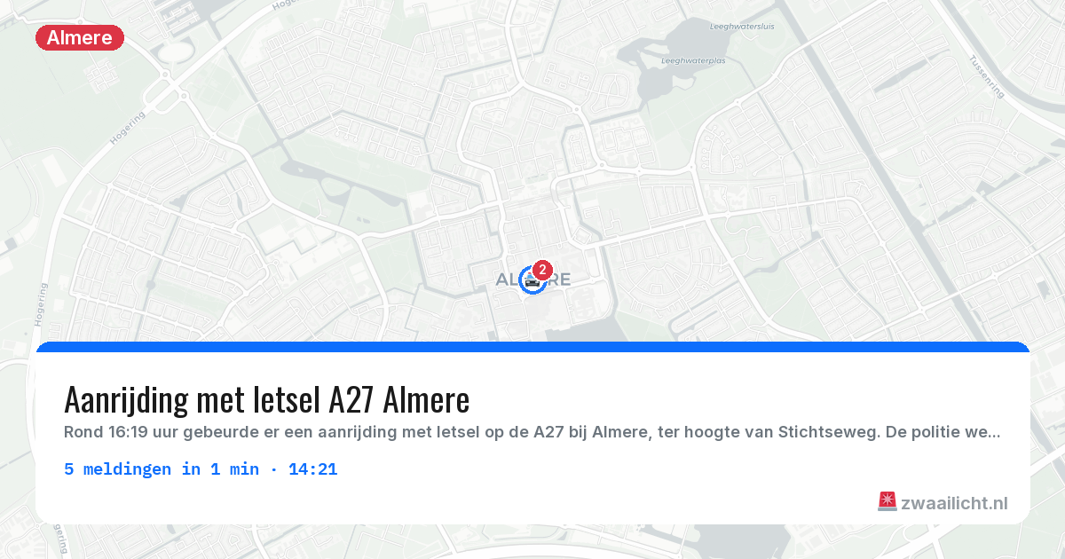 Kaart van de activiteitspiek bij Almere