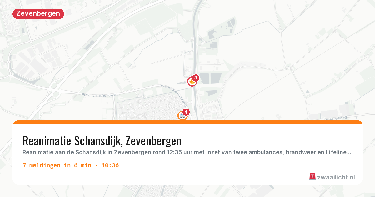 Kaart van de activiteitspiek bij Zevenbergen