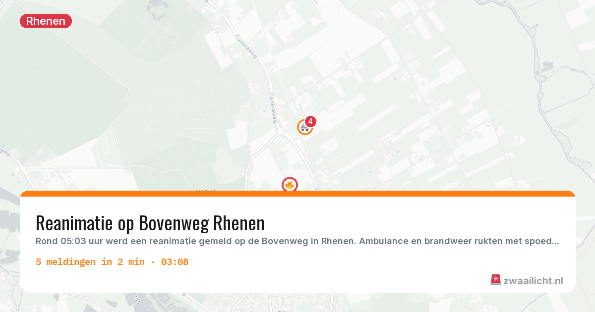 Kaart van de activiteitspiek bij Rhenen