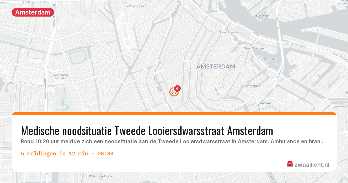Kaart van de activiteitspiek bij Amsterdam