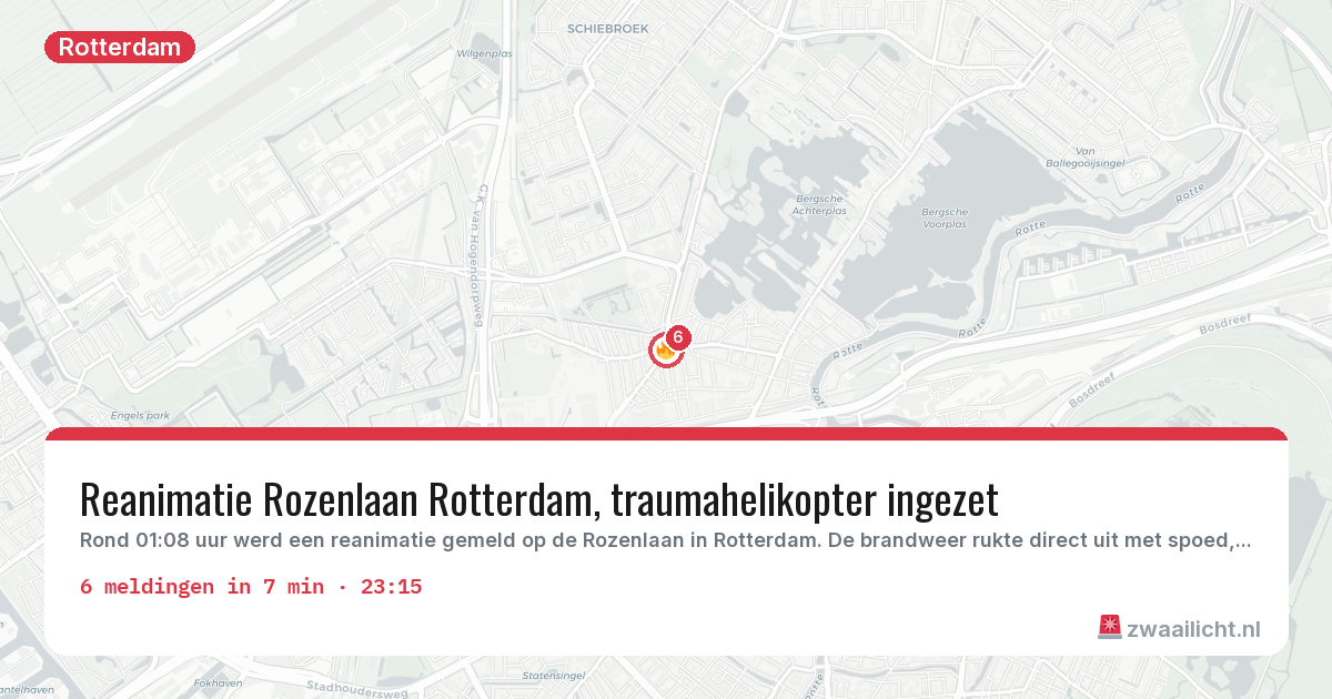 Kaart van de activiteitspiek bij Rotterdam