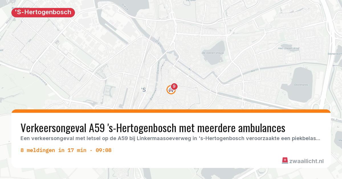 Kaart van de activiteitspiek bij 'S-Hertogenbosch