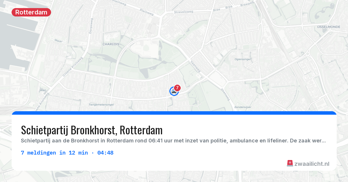 Kaart van de activiteitspiek bij Rotterdam