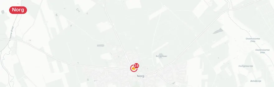 Kaart van Grote brand verwoest garage Dorenbos in Norg