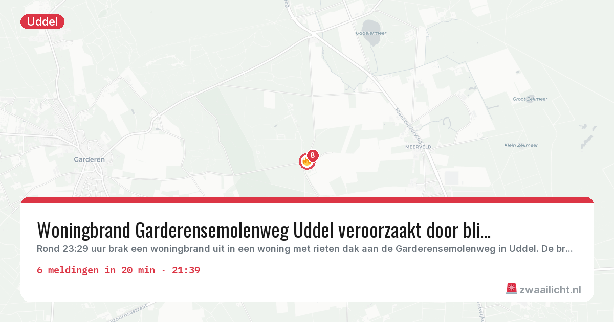 Kaart van de activiteitspiek bij Uddel