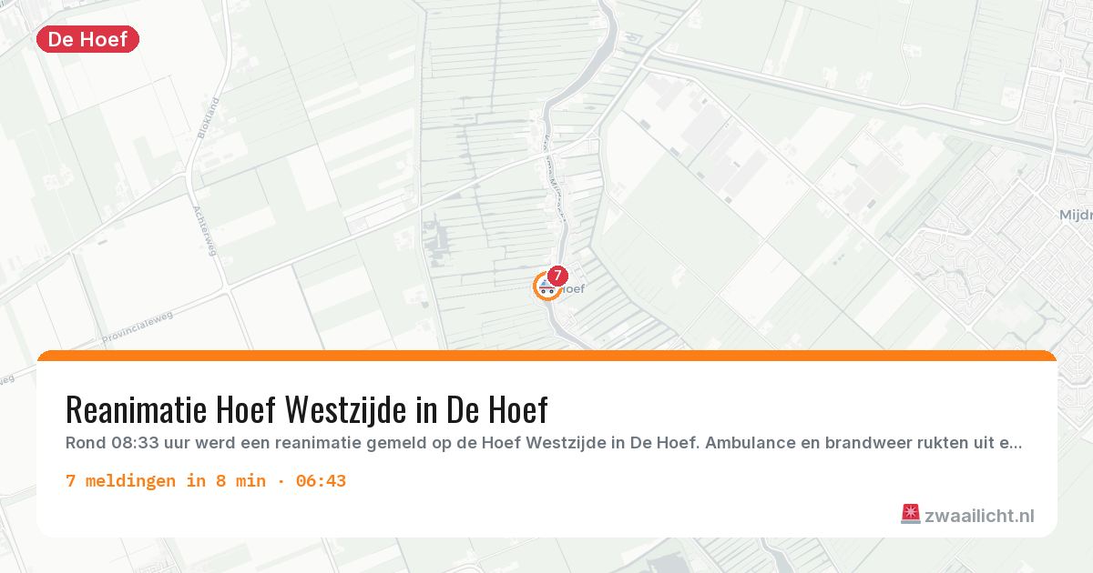 Kaart van de activiteitspiek bij De Hoef