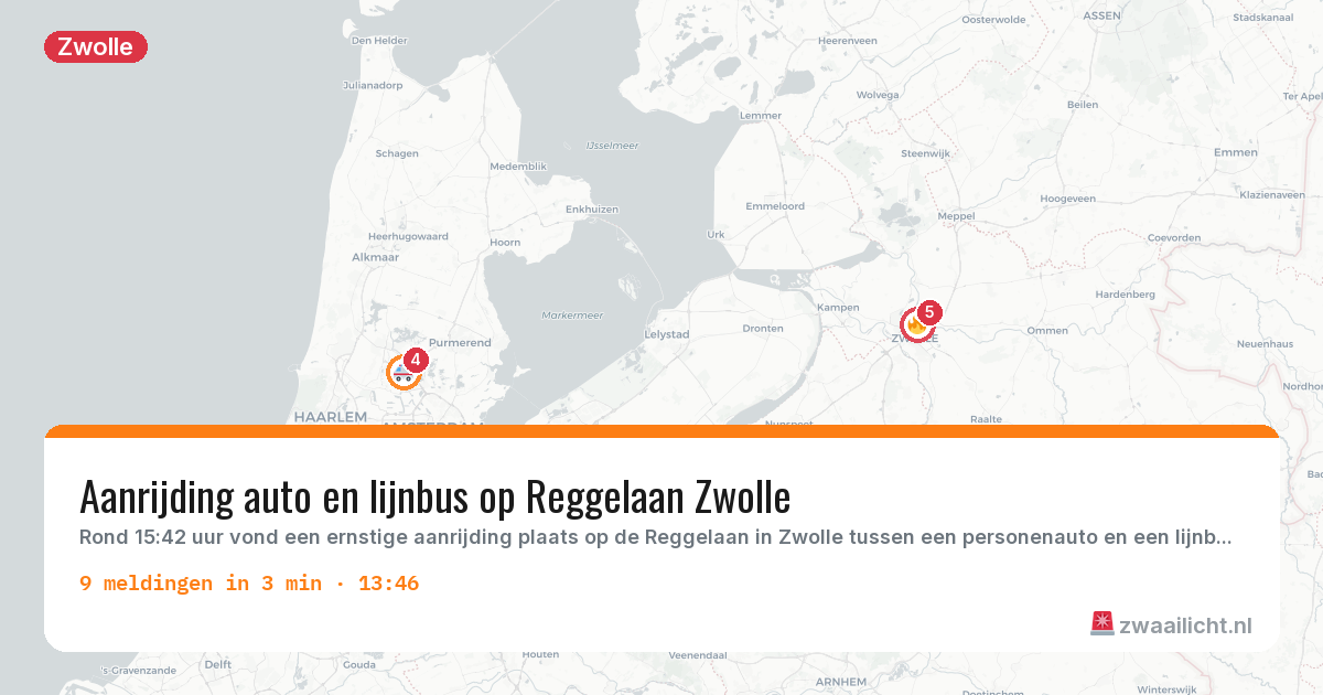 Kaart van de activiteitspiek bij Zwolle