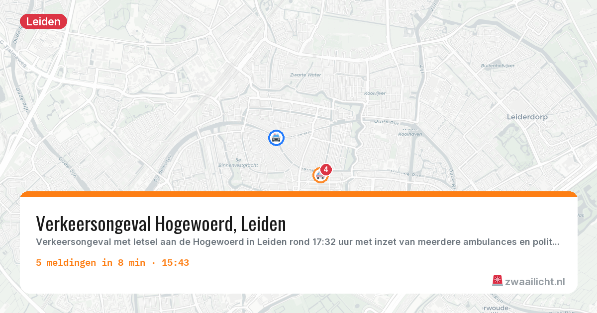 Kaart van de activiteitspiek bij Leiden