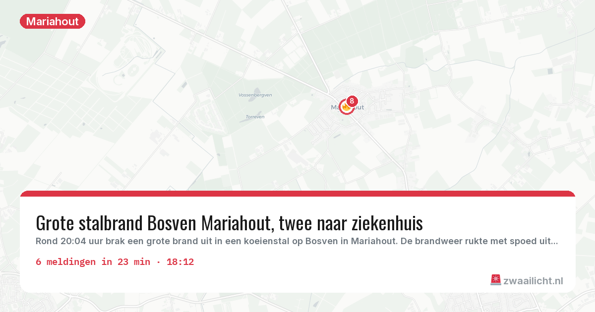 Kaart van de activiteitspiek bij Mariahout