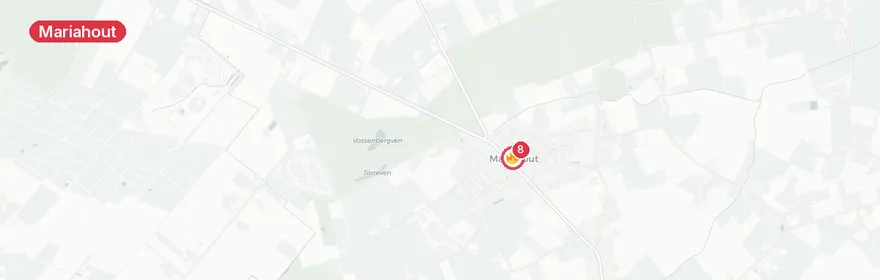 Kaart van Grote stalbrand Bosven Mariahout, twee naar ziekenhuis