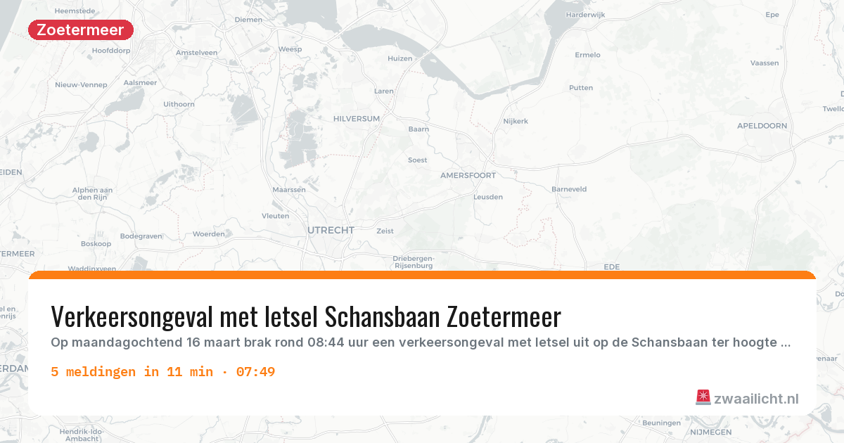 Kaart van de activiteitspiek bij Zoetermeer