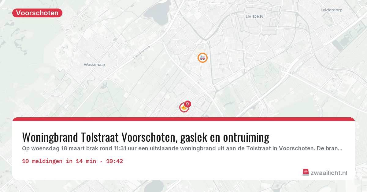 Kaart van de activiteitspiek bij Voorschoten