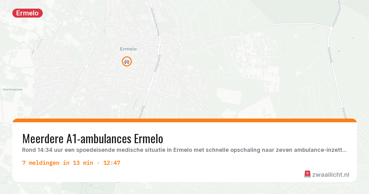 Kaart van de activiteitspiek bij Ermelo