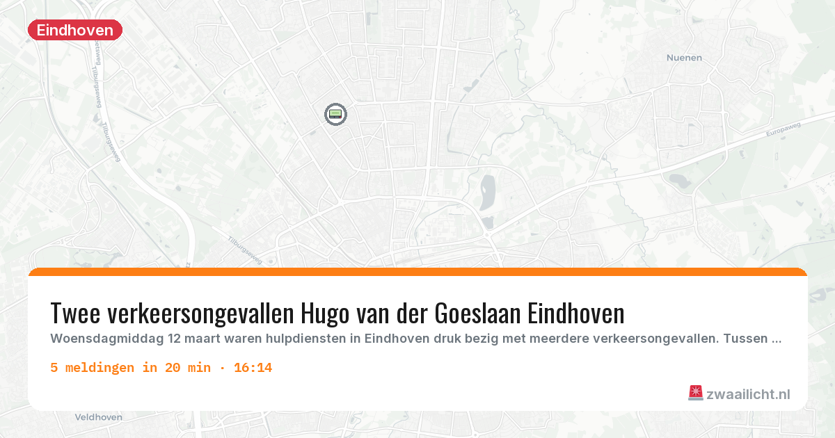 Kaart van de activiteitspiek bij Eindhoven
