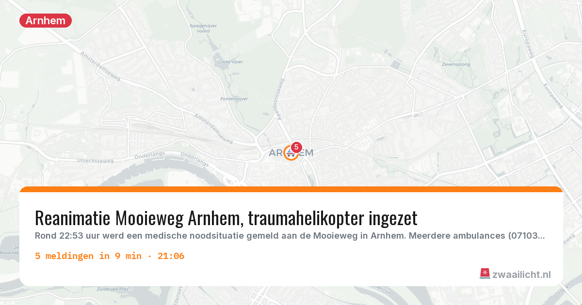 Kaart van de activiteitspiek bij Arnhem