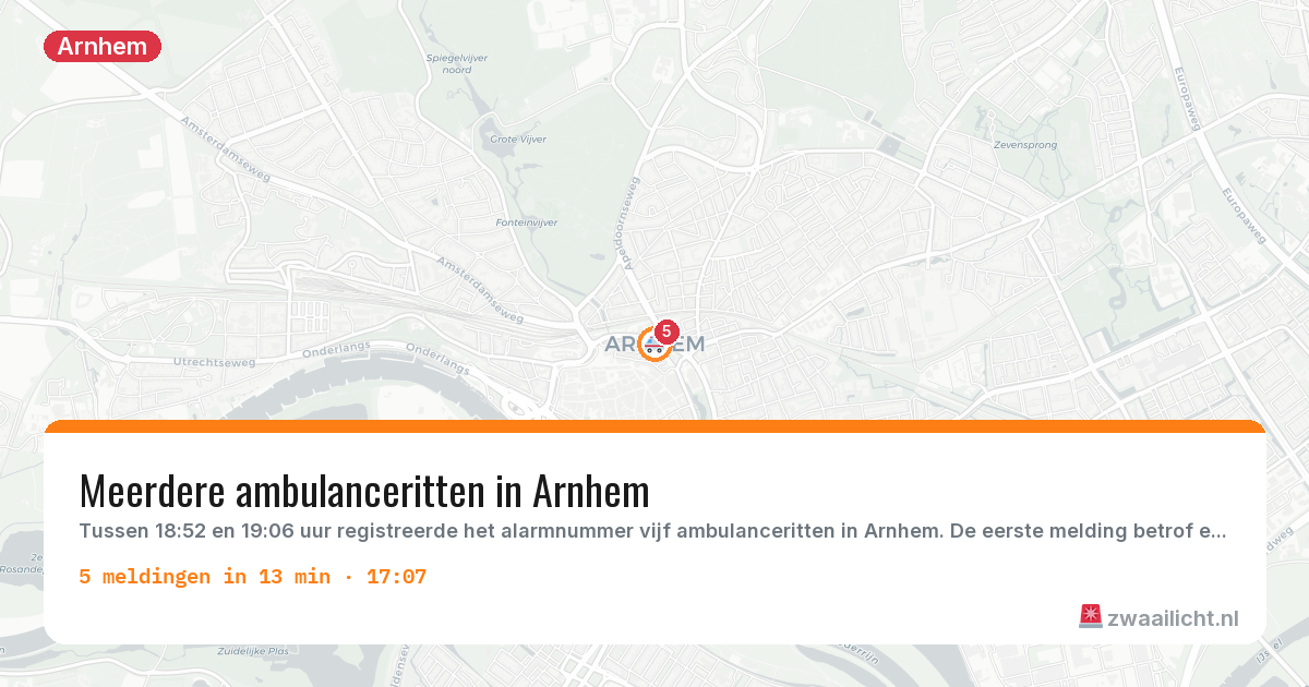 Kaart van de activiteitspiek bij Arnhem