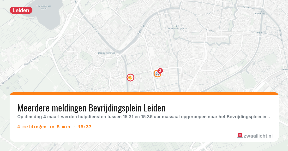 Kaart van de activiteitspiek bij Leiden