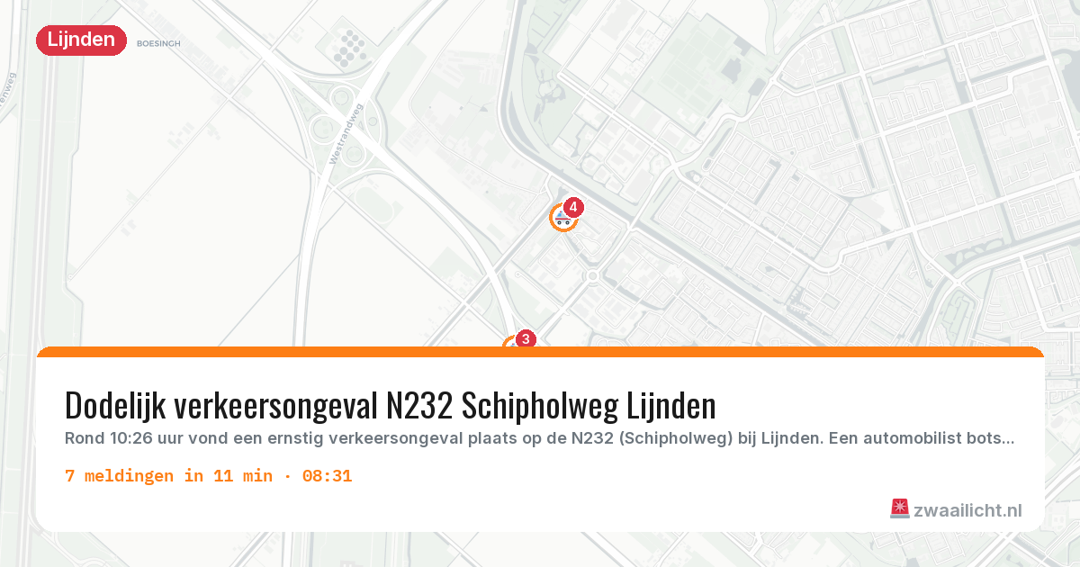 Kaart van de activiteitspiek bij Lijnden