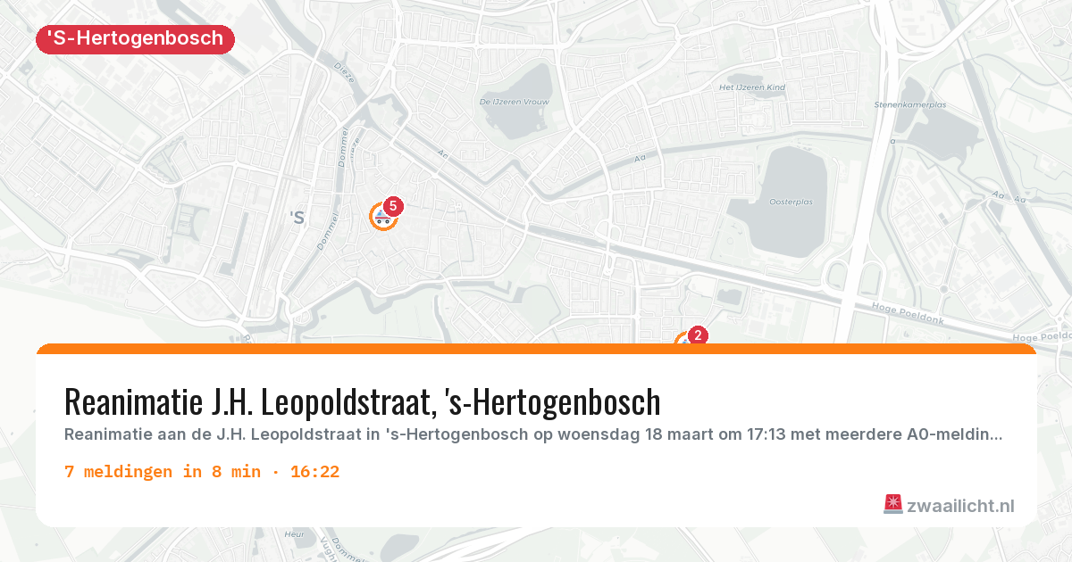 Kaart van de activiteitspiek bij 'S-Hertogenbosch