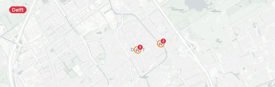 Kaart van Verkeersongeval met letsel Poptahof Noord Delft