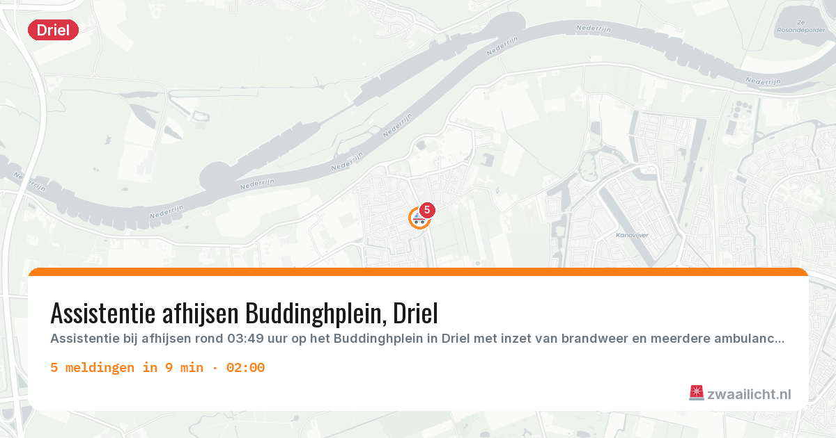 Kaart van de activiteitspiek bij Driel